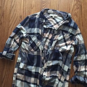 Plaid button up tunic top/dress